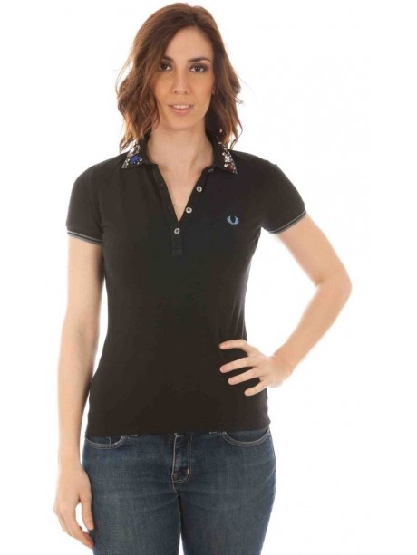 woman polo fred perry μαυρο
