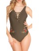 swimsuit with lacing and embroidery GL-393 khaki