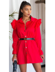 BLOUSE DRESS WITH BELT LH291 RED