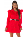 SEXY BLOUSE DRESS WITH BELT LH291 RED