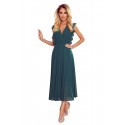 Φόρεμα 315-1 EMILY Pleated dress with frills -BOTTLE GREEN