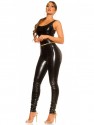 SEXY LATEX LOOK PANTS WITH ZIPS BLACK
