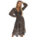 Φόρεμα 505-1 WILD Longer chiffon dress with a neckline, ruffles leopard