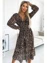 Φόρεμα 505-2 WILD Longer chiffon dress with a neckline, ruffles - zebra
