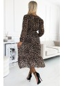 Φόρεμα 505-2 WILD Longer chiffon dress with a neckline, ruffles - zebra