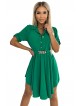Φόρεμα 461-2 Shirt dress with buttons and a gold belt - green