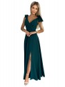 Φόρεμα 405-1 ELENA Long dress with a neckline and ties on the shoulders - Burgundy