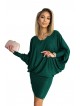 Φόρεμα 402-2 Bat dress with a neckline - green with glitter