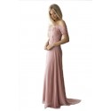 Φόρεμα πριγκιπικό with bare shoulders. SENAT DELICATE PINK 66008-3