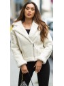 JACKET IN LEATHER LOOK WITH FAUX-FUR BLACK J6405