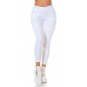 PANTS HIGHWAIST JEANS CARGO STYLE WITH POCKETS WHITE J1054