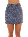 HIGHWAIST MINI SKIRT WITH HOUNDSTOOTH PATTERN MR3327 CAPUCCINO