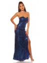 BANDEAU-GOWN WITH SEQUIN BLUE
