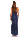 BANDEAU-GOWN WITH SEQUIN BLUE