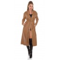 FAUX LEATHER COAT WITH BELT BRAUN
