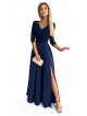 Φόρεμα 309-6 AMBER elegant lace long dress with a neckline - navy blue