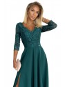 Φόρεμα AMBER elegant lace long dress with a neckline - Royal blue