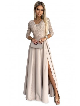 Φόρεμα AMBER elegant lace long long dress with a neckline -red 309-3